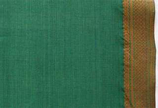 Hand Loomed, Mangalgiri, Cotton. Double Border. Green  