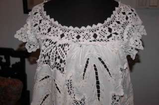 Lims Intricate Hand Crochet Slim Looking A line Long Tunic, WHITE 