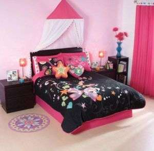 New Black Pink Fuchsia Butterfly Comforter Bedding Set Queen 6  