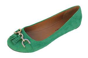 Kelly Green Faux Suede Slip on Flats Hi C Size 5.5 10  