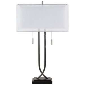  Double Box Shade Nickel Table Lamp