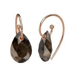  Monsoon Earrings, Pear Smoky Quartz 14K Rose Gold Earrings 