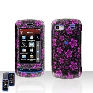  Purple Flower Rubberized Leather Touch Snap on Hard Cover 