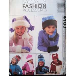  Mccalls Pattern 4183 Girls & Boys Fleece Hat, Scarves 