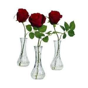  Rose with Bud Vase (Set of 3)   Nearly Natural   1269 S3 
