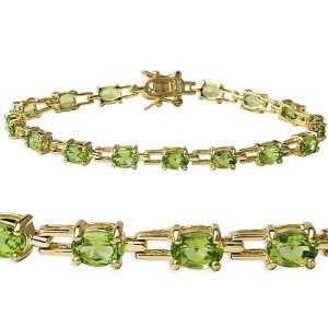    Sterling Silver and Genuine Peridot in line Bracelet Jewelry