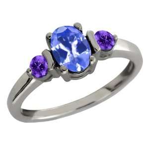   Ct Genuine Oval Blue Tanzanite Gemstone 10k White Gold Ring Jewelry