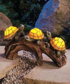 Solar Power Mosaic Turtle Log Statue Light Garden and Yard Decor Path 