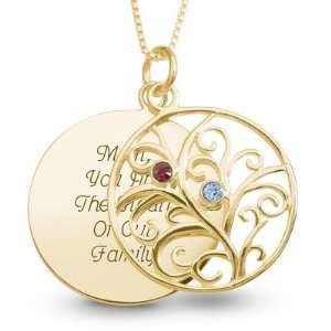  Personalized 14k Gold 2 Birthstone Family Necklace Gift Jewelry
