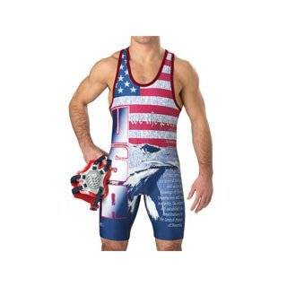 Time Blue USA Sublimated Wrestling Singlet Youths and Mens sizes 