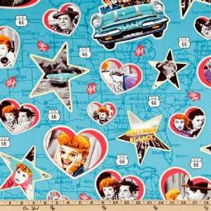 44 Wide I Love Lucy Hollywood At Last Traveling Teal Fabric By The 