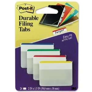  Durable Index File Tabs   2 x 1 1/2, Striped, Assorted 