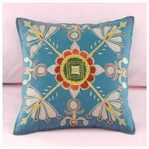   Pillows Kids Embroidered Blue Floral Throw Pillow