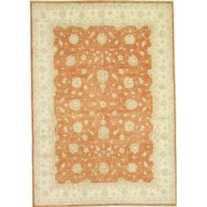  82 x 117 Rust Red Hand Knotted Wool Ziegler Rug