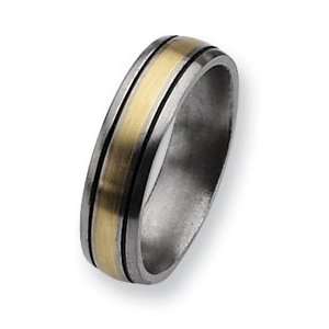  Titanium 14k Gold Inlay 6mm and Antiqued Band TB108 9 