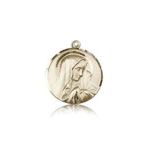  14kt Gold Sorrowful Mother Medal 3/4 x 5/8 Inches 4249KT 