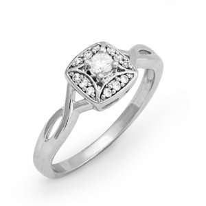  White Gold Round Diamond Twisted Promise Ring (1/6 cttw) D GOLD