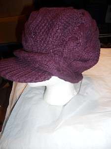   AUSTRALIA Wool Oversized Newsboy Cable Stitch Cap Hat,Eggplant  