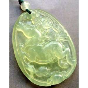  Green Jade Gallop Horse Fortune Pendant 