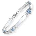 Elite Jewels Ladies Aquamarine Sterling Silver Gem Heart Bracelet