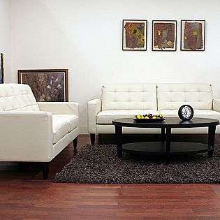 Caledonia Cream Leather Modern Sofa Set  Baxton Studio For the Home 