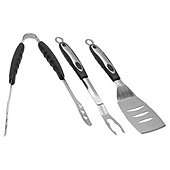 Tesco Bbq Soft Grip Stainless Steel Tools, 3 Pack