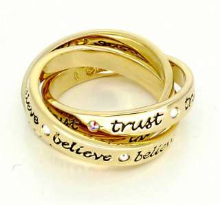 Disney Couture Faith Trust Believe Triple Linked Ring  