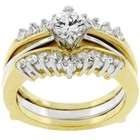 Goodin Gold Tone Clear Cubic Zirconia Bridal Ring Set   Size 7