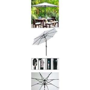  9 ft Outdoor Patio Tilt Table Umbrella White Patio, Lawn 