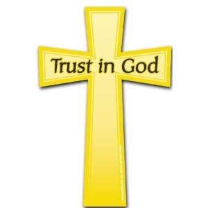 Trust in God Car Magnet   Gold Christian Cross