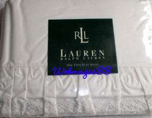 Ralph Lauren Bromley Lace Ivory Twin Flat Sheet  