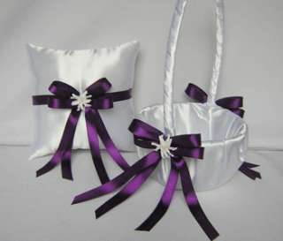 Purple Flower Girl Basket Ring Bearer Pillow Your Color  