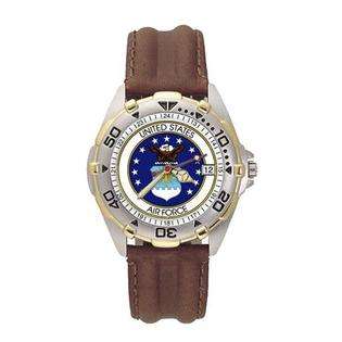 Logo Art U.S. Air Force Falcons AF All Star Mens Leather Strap Watch 