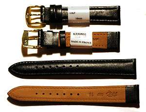 Calf Leather Watch Strap, Silver or Gold Buckle, Black or Brown or Tan 