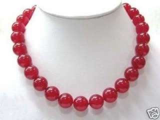 UU 10mm Red Ruby Beads Gemstone Necklace 18  