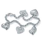 PalmBeach Jewelry Cubic Zirconia Heart Charm Bracelet 7 1/2