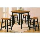   pc pack Oak and Black finish wood counter height bar table and stools