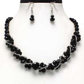 GLASS BEAD NECKLACE AND EARRING SET  