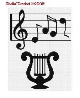 Musical Stand Music Notes Afghan Crochet Pattern Graph  