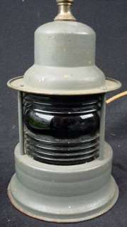   Nautical Ships Lamp Lantern Electric Two Bulb Green Lens Steampunk