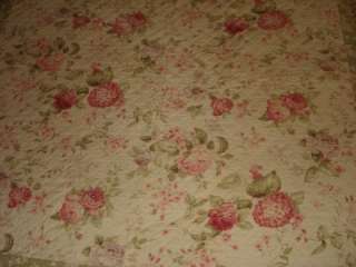 QUEEN SIZE SHABBY COTTAGE STYLE PINK/GREEN FLORAL QUILT  