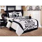 GRAND LINEN Chezmoi Collection 7 Pieces White with Black Floral 