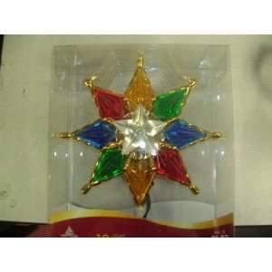  10 Light 8 Point Star Christmas Tree Topper with White 5 