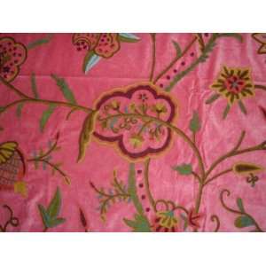  Crewel Fabric Lotus Classic Candy Pink Cotton Velvet