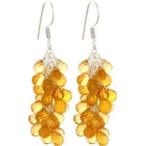  Faceted Citrine Bunch Earrings   Sterling Silver Jewelry
