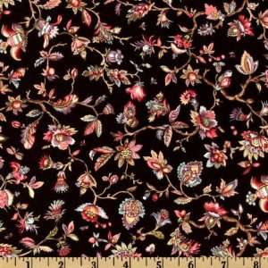  44 Wide Genoa Fantasy Floral Black/Multi Fabric By The 