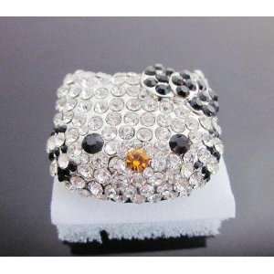   HUGE Crystal BLING ring w/Black bow w/Kitty Gift Box by Jersey Bling