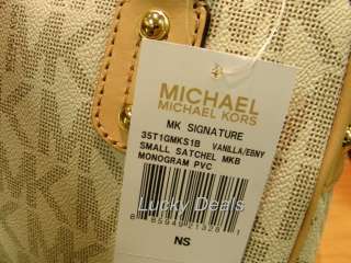 New MICHAEL KORS small MK SIGNATURE Satchel Handbag Bag VANILLA PVC 