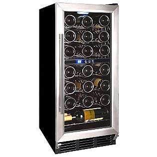 32 Bottle Wine Cooler. Black cabinet with Stainless Steel door 