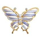   Gold Butterfly Brooch Pin With Blue Enamel on Wings Artistic Work